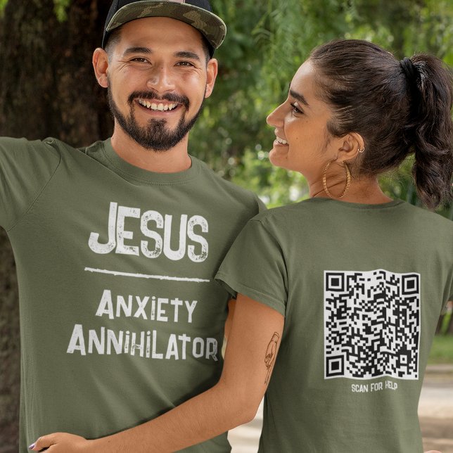 QR-Code Jesus - Angstvernichter Furchtfreiheit T-Shirt (Von Creator hochgeladen)