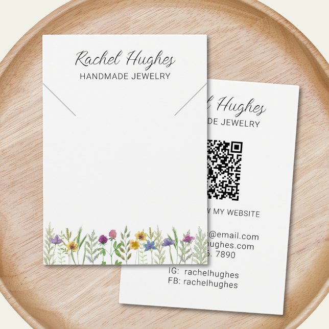 QR Code Jewelry Floral Necklace Display Card (Von Creator hochgeladen)
