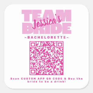 QR Code Junggeselinnen-Abschied Kaufen Drink Team  Quadratischer Aufkleber