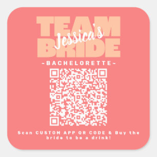 QR Code Junggesellinnenabschied Getränk kaufen Tea Quadratischer Aufkleber