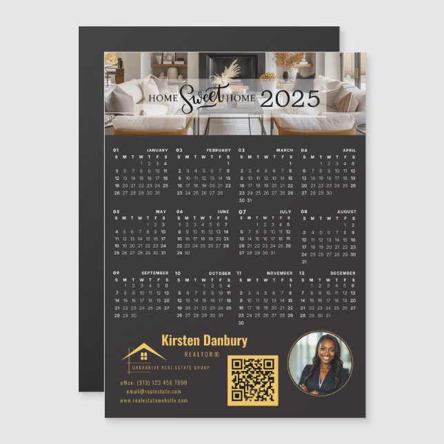 QR-Code-Kalender für 2025 für Real Anwesen-Marketi Magnetkarte (Vorne/Hinten)