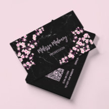 QR-Code | Kirschblüten Rosa Schwarzer Marmor