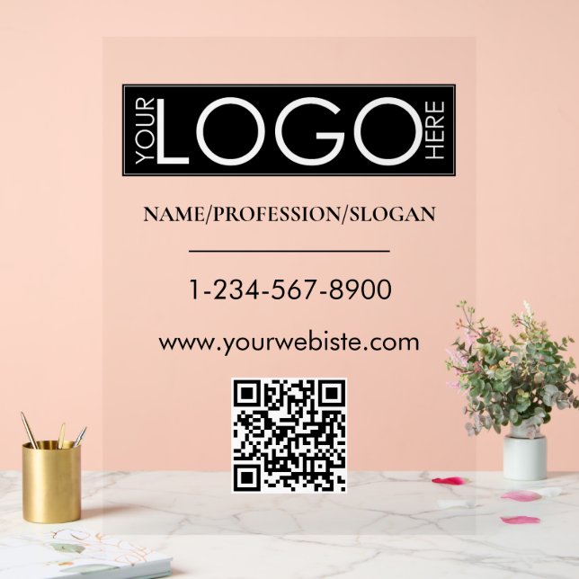 QR-Code-Kontaktinformation für das Logo von Black  Acrylschild (Hochzeit)