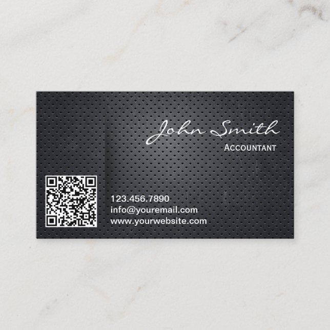 QR-Code-Kontokorrentkarte für Black Metal Visitenkarte (Vorderseite)