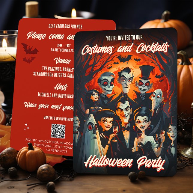 QR Code Kostüme und Cocktails Adultes Halloween Einladung (Von Creator hochgeladen)