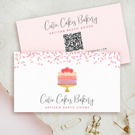 QR-Code Kuchen Pink Ombre Sprinkles Konditorei Koc Visitenkarte