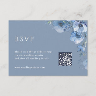 QR-Code Künstlerische blaue Blumen Begleitkarte