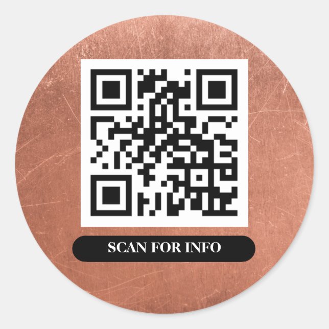 QR-Code Kupferbronze Einzigartiger Beruflicher Chi Runder Aufkleber (Vorderseite)