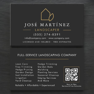 QR-Code-Landschaftsgärtner-Rasenservice Schwarz & Visitenkarte