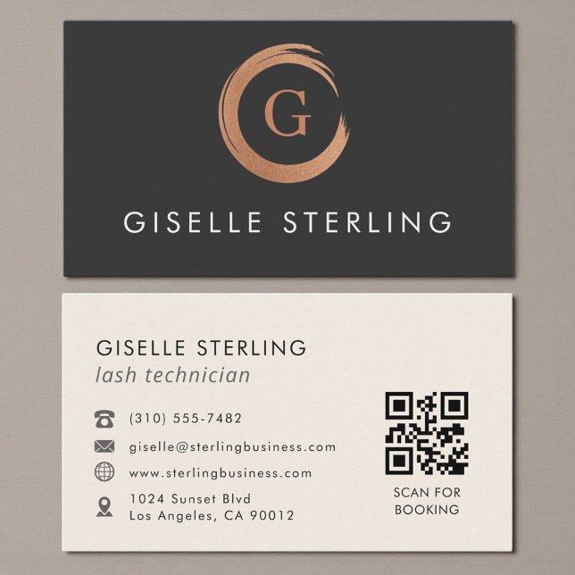 QR Code Lash Technician Modern Minimalist Visitenkarte (Von Creator hochgeladen)