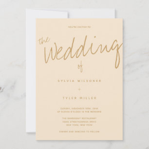 QR-Code Lässige Champagnertypografie Hochzeit Einladung