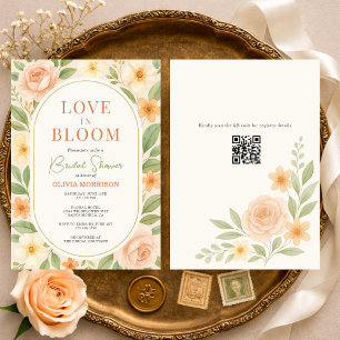 QR-Code Liebe in Blüte Florale Hochzeitsbrautparty Einladung