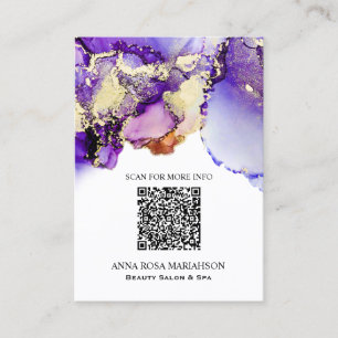 *~* QR CODE Lila Lavendel Glam AP29 Gold Gilded Visitenkarte