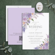 QR Code Lilac Lavender Mauve Script Blumenhochzeit