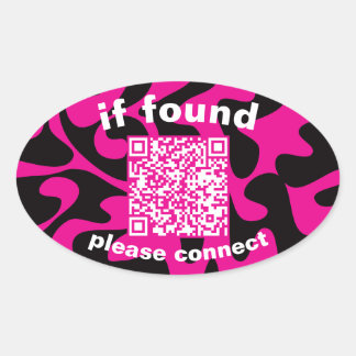 QR Code lime green cute lost found Ovaler Aufkleber