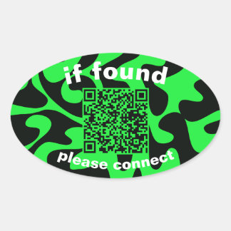 QR-Code limettengrün süß verloren gefunden Ovaler Aufkleber