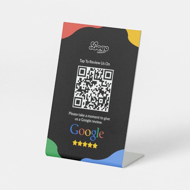 QR-Code Link Black Google Review Sockelschild (Vorderseite)