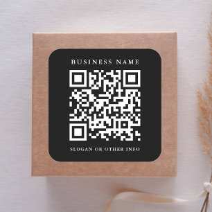 QR-Code-Link Minimal Business Name Schwarz Quadratischer Aufkleber