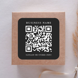 QR Code Link Minimaler Firmenname Schwarz Quadratischer Aufkleber