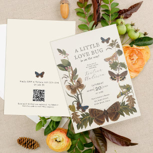 QR Code Little Love Bug Baby shower Invitation