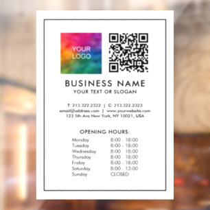 QR-Code-Logo Benutzerdefinierte Öffnungszeiten Sca Fensteraufkleber