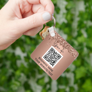 QR-Code-Logo Berufliche Rose Gold Schlüsselanhänger