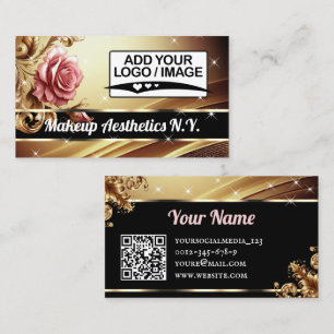 QR-Code-Logo-Bildvorlage Golden Rose Luxus Visitenkarte