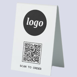 QR-Code-Logo-Business-Prüfung auf Bestellung Tischaufsteller