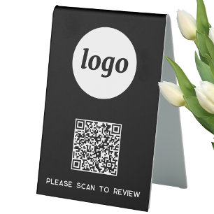 QR-Code-Logo-Business-Scan zur Überprüfung Tischaufsteller