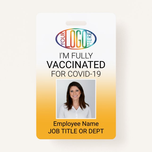 QR-Code Logo-Foto-ID Covid Vaccine Pass Gelb Ausweis (Vorderseite)