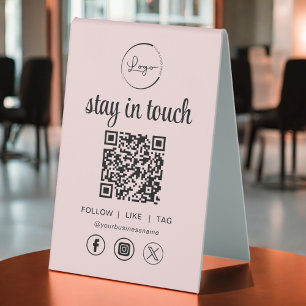 QR-Code-Logo für Rosa Social Media Tischaufsteller
