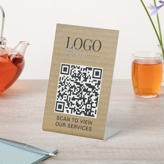QR-Code-Logo für Unternehmen Moderne, rustikale Kr Sockelschild (In SItu)