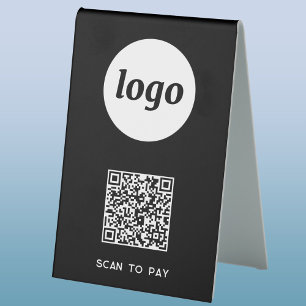 QR-Code-Logo Geschäft Scanne zum Bezahlen Tischaufsteller