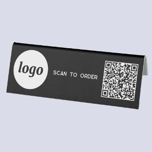 QR-Code-Logo Geschäft Scannen zum Bestellen Schwar Tischaufsteller