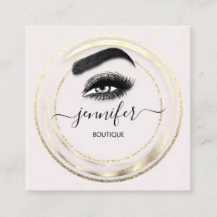 QR-Code-Logo Glitzer Gold Rose Eyelash Blush Quadratische Visitenkarte