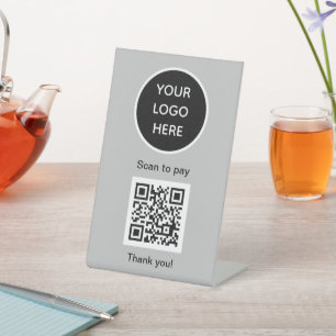 QR-Code-Logo Grau Business Scanne mich Webseite Sockelschild