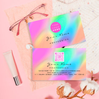 QR-Code Logo Makeup Artist Haar Nails Holografisch Visitenkarte