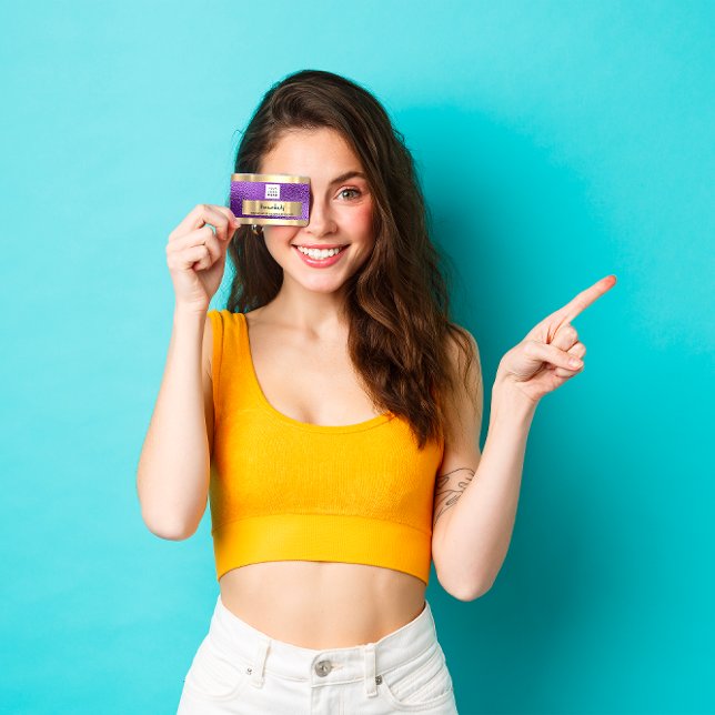 QR-CODE-Logo Metallisch Pink kaufen Visitenkarte (Shop QR CODE Logo Metallic Pink Business Card)