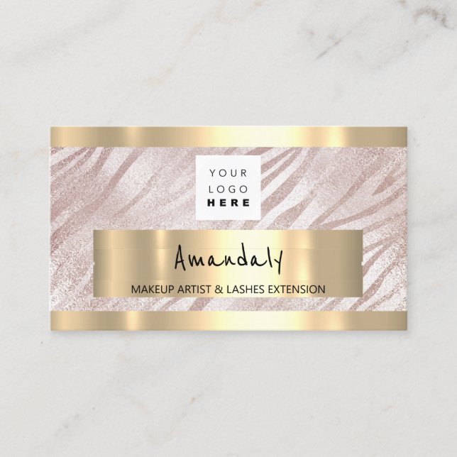 QR-CODE-Logo Mettallic Light Pink Visitenkarte (Vorderseite)