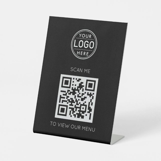 QR-Code-Logo Modern Black Pedestal-Zeichen Sockelschild (Vorderseite)