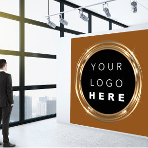 QR-Code-Logo Online-Shop Frame Gold Brown Shop Quadratische Visitenkarte