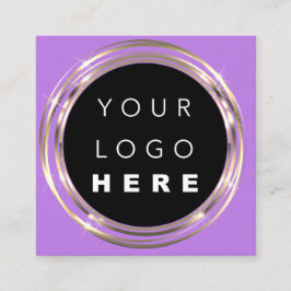 QR-Code-Logo Online-Shop Frame Gold Vivd Lila Quadratische Visitenkarte