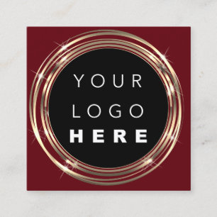 QR Code Logo Online Shop Gold Burgund Quadratische Visitenkarte