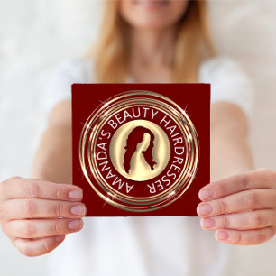QR Code Logo Online Shop Gold Burgund Quadratische Visitenkarte