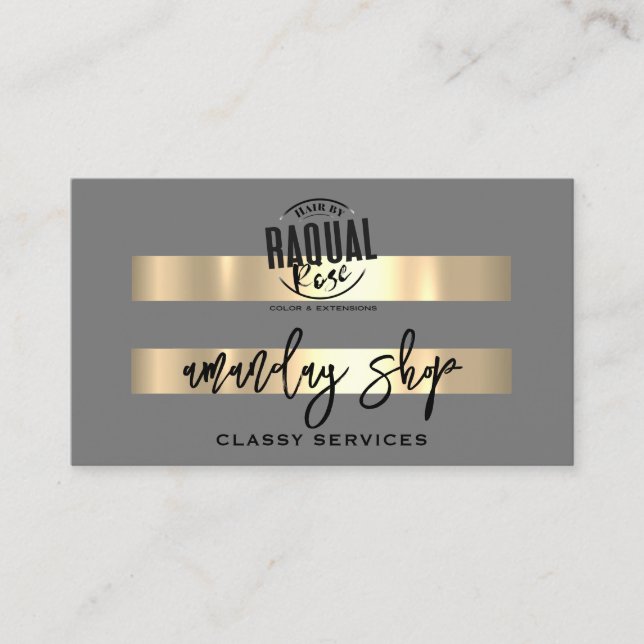 QR Code Logo Online Shop Gold Grau Beruflich Visitenkarte (Vorderseite)