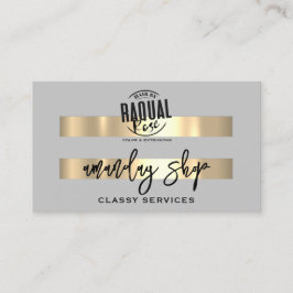 QR Code Logo Online Shop Gold Grau Modern Visitenkarte