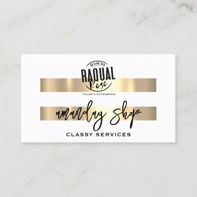 QR Code Logo Online Shop Gold White Modern Visitenkarte (Vorderseite)