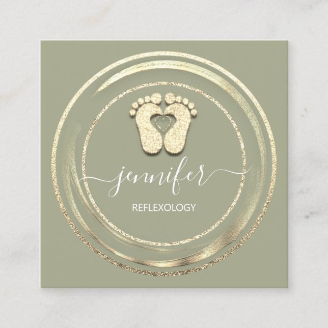 QR-Code-Logo Reflexologie Fußmassage Füße Minze Quadratische Visitenkarte (Vorderseite)