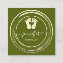 QR-Code Logo Reflexology Foot Massage Feet Senf Quadratische Visitenkarte