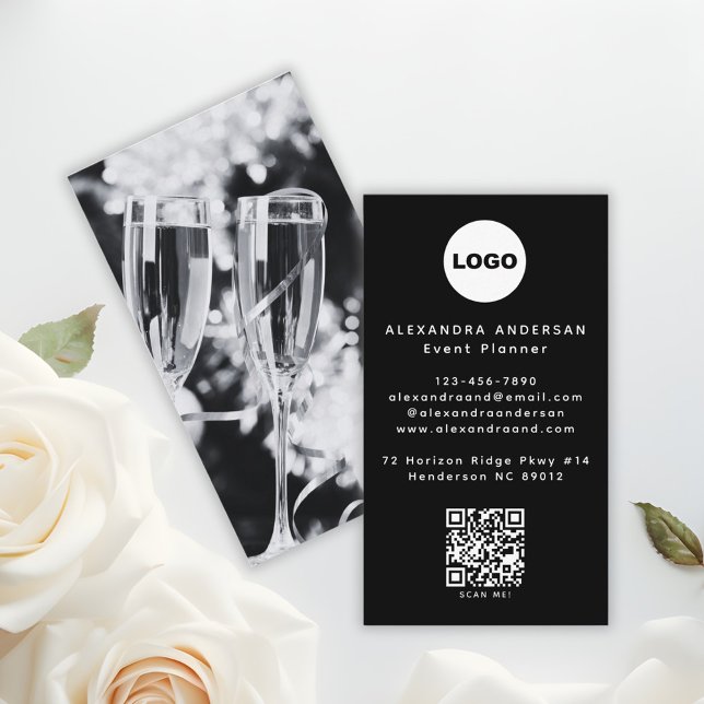 QR-Code-Logo Schwarz Modern Minimalistisch Profess Visitenkarte (QR Code Logo Black Modern Minimalist Professional Business Card)